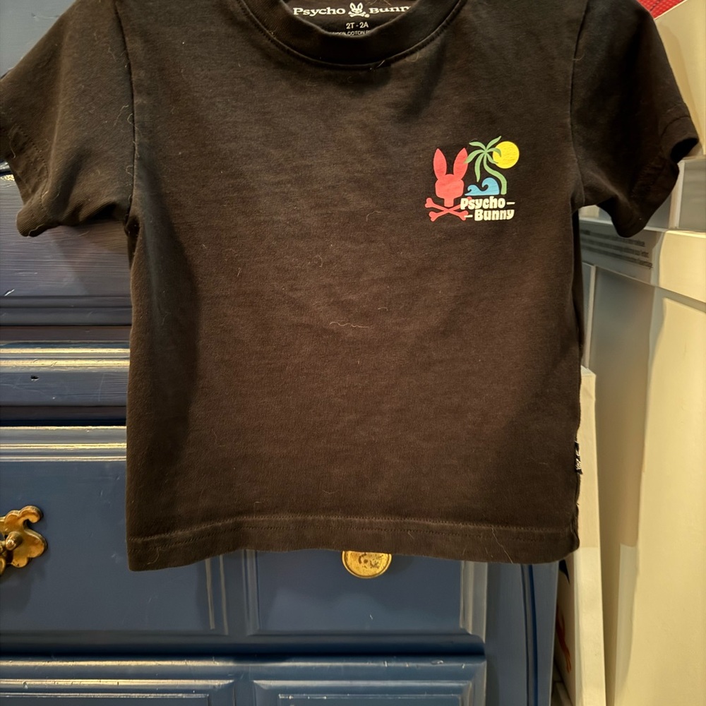 Psycho Bunny Black Tee with Colorful Graphic